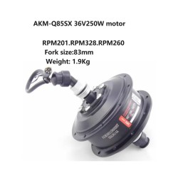 2.1kg Ultralight motor AKM Motor 85SX 36V 250W Front Brushless Gear Hub Motor/fork size-83mm 32holes/36holes 9pins Motor Cable
